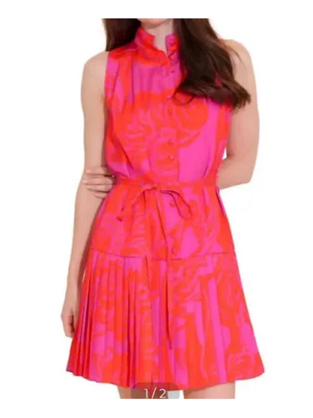 NWOT Alden Adair Bella Dress Pleated Drop-Waist Pink Small